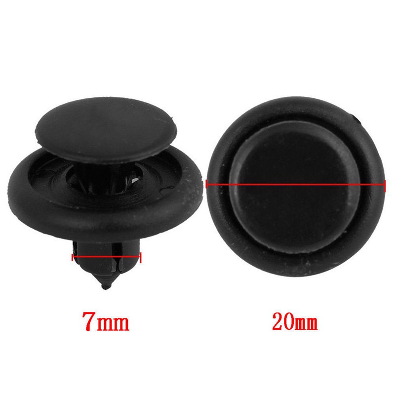 Combo 20 đinh tán nhựa lỗ 7mm màu đen cho xe hơi Toyota - Chốt vít nhựa cho ô tô