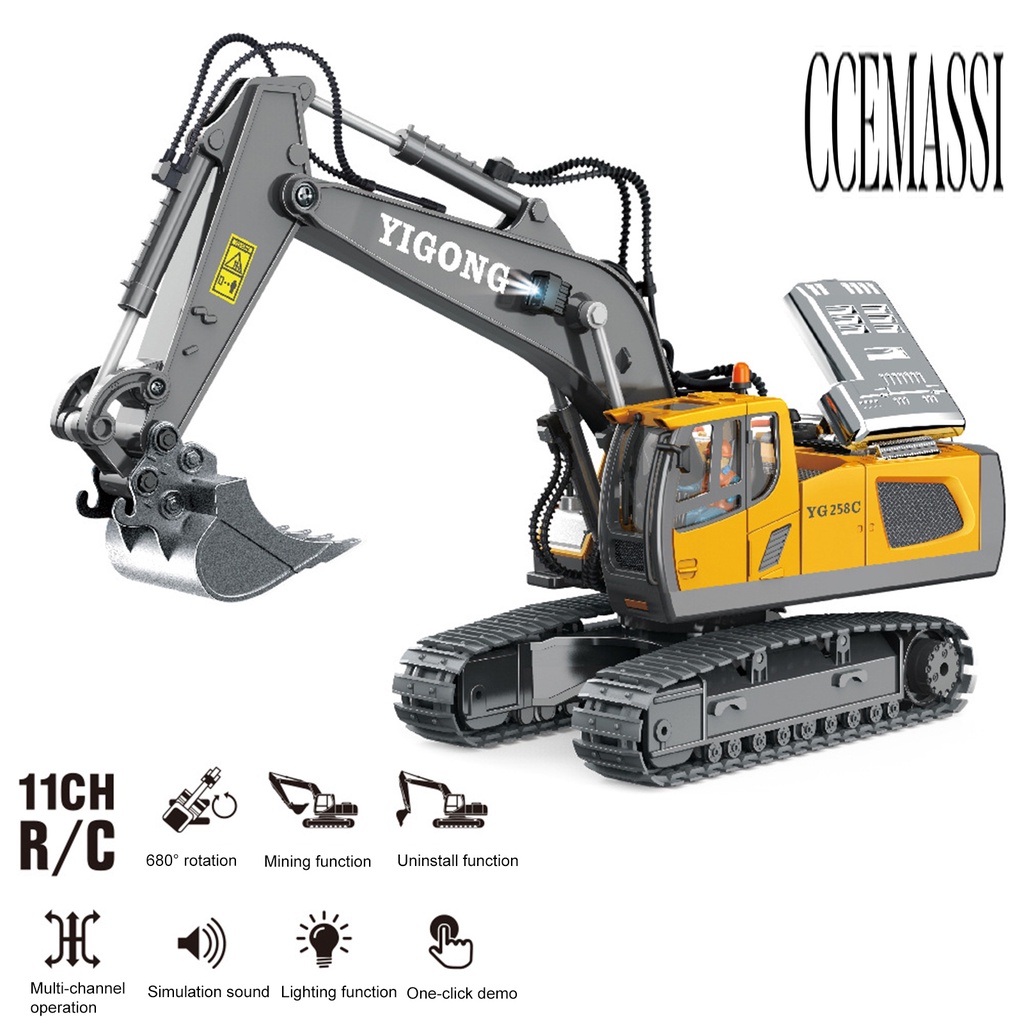 Mô Hình Máy Xúc Đồ Chơi Điều Khiển Từ Xa 2.4GHz 680 Độ Có Âm