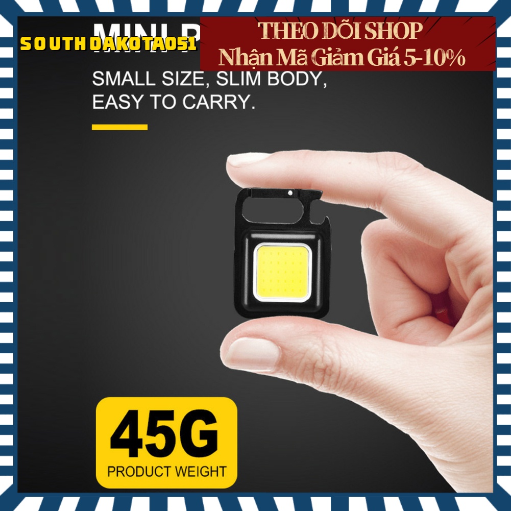 Hàng Sẵn Đèn Led COB Khẩn Cấp Đa Năng Có Thể Sạc Lại Kèm Móc Khóa Nhỏ Gọn Tiện Dụng cho làm việc cắm trại【Southdakota051】