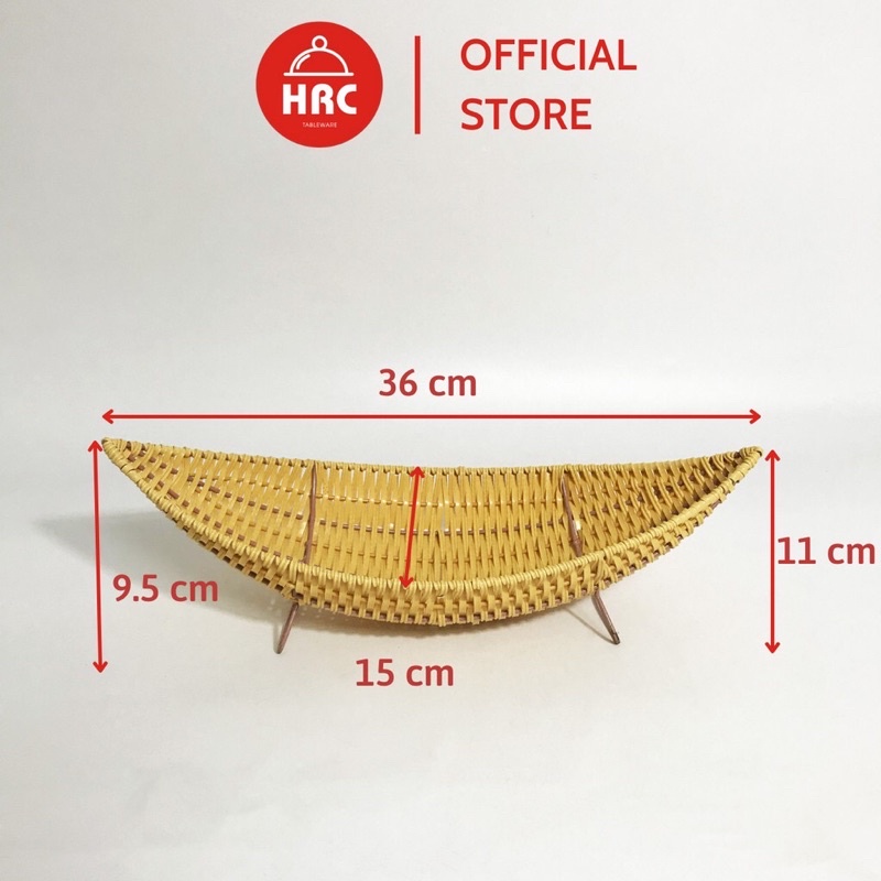 Khay giả mây hình thuyền, đĩa đựng trái cây, cắm hoa quả, trang trí đa năng