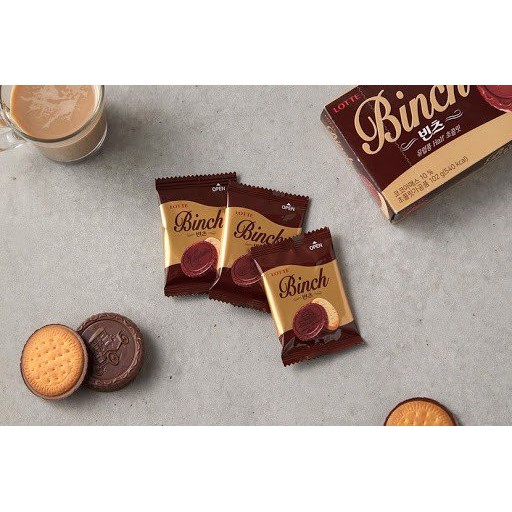 Bánh Quy Phủ Socola Binch Lotte 102g/롯데제과)2400빈츠