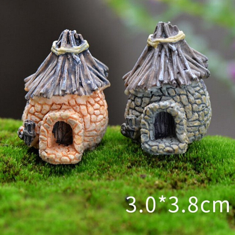 Mô Hình Ngôi Nhà Mini Thủ Công Cổ Điển Trang Trí Nhà Cửa Sân Vườn Cổ Tích