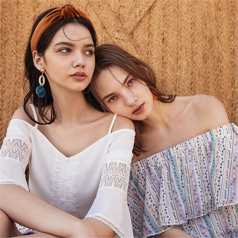 Cài tóc satin màu trơn thắt nút phong cách Âu Mỹ cá tính cho nữ