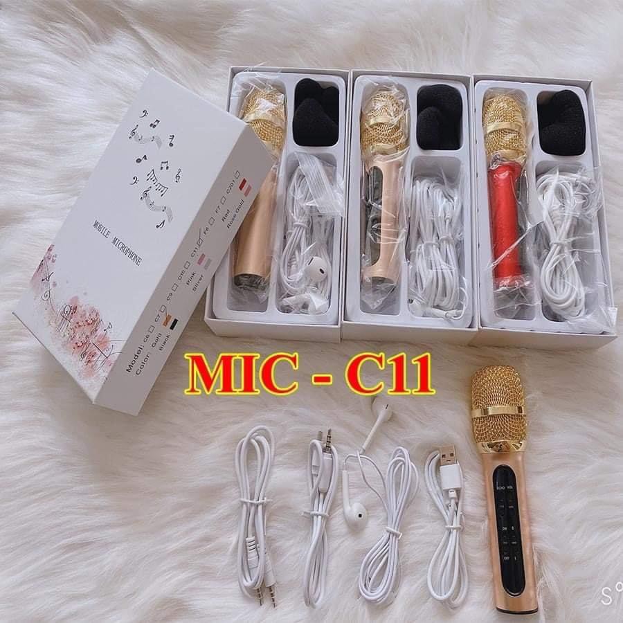 Mic Thu Âm C11 Cao Cấp ⚡FREE SHIP⚡ Micro Thu Âm C11 Hát Live Stream,Karaoke Online, Tặng Tai Nghe