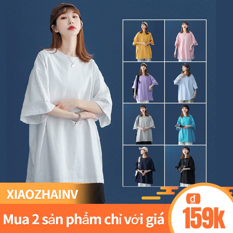 Xiaozhainv Áo thun tay ngắn cổ tròn phong cách Hàn Quốc hợp thời trang 15 màu tùy chọn cho nữ