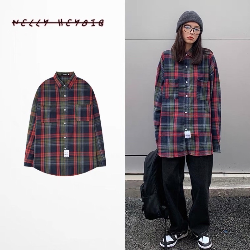 Áo sơ mi tay dài 220488 Nelly Nelly form rộng dành cho nam và nữ 39 221111