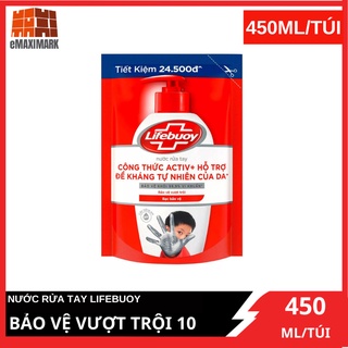 Nước rửa tay Lifebuoy Bảo vệ vượt trội 10 (Đỏ) Túi 450g