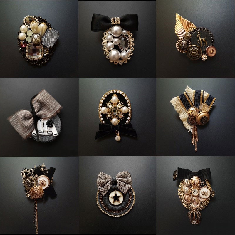 Ghim cài áo đính nơ / đính đá phong cách vintage nhiều mẫu tùy chọn dành cho nữ