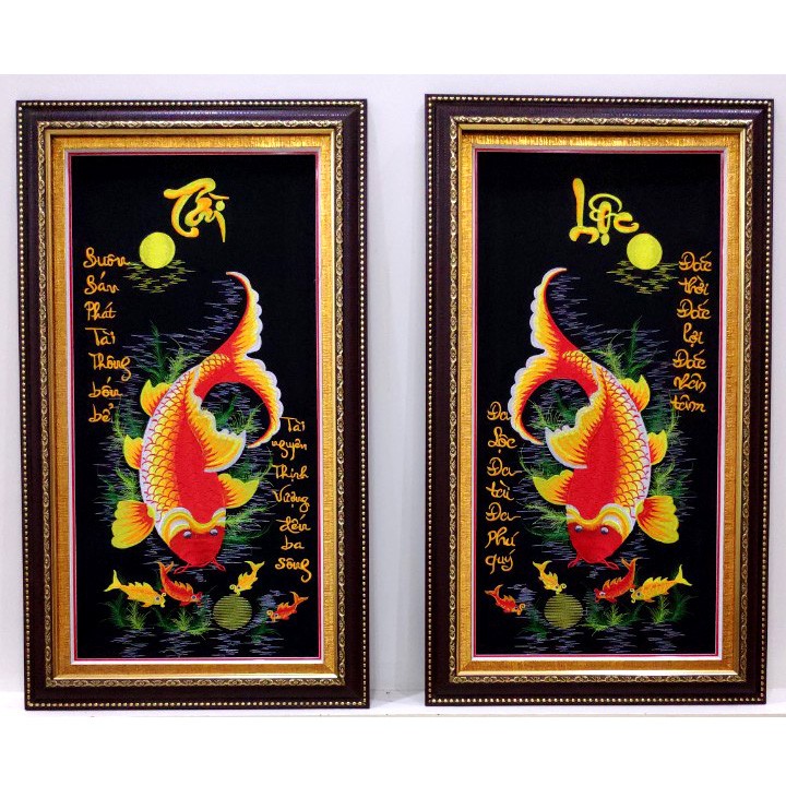 ( Tranh thêu sẵn)- Tranh thêu Đôi Cá Tài Lộc | BigBuy360 - bigbuy360.vn