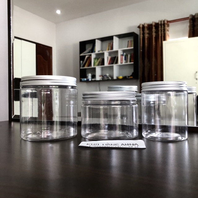 HỦ NHỰA NẮP NHÔM Vàng/ Bạc Có Nắp LÓT - HỦ PET trong suốt 100gr/ 200gr/ 250gr / 300gr/ 500g/ 750g/ 1kg/ 50g