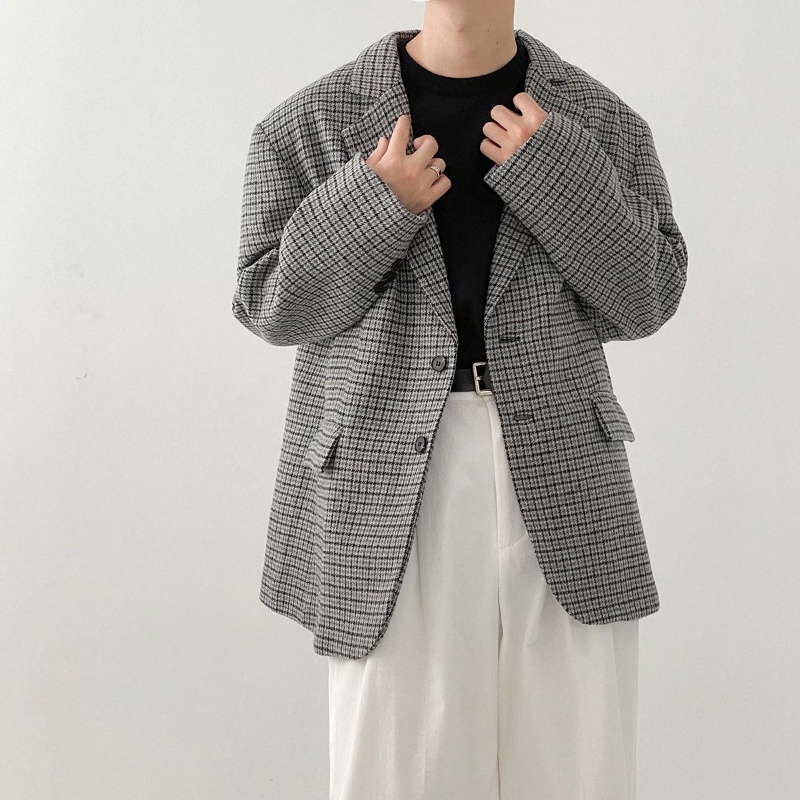 ✦ AFFLIGA ✦Áo khoác blazer dáng rộng phong cách retro Hàn Quốc thời trang chất lượng cao cho nam