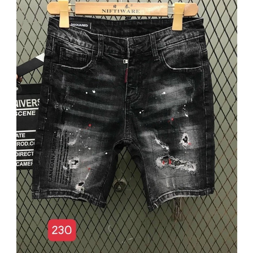 Quần short jean nam đen vẩy sơn cao cấp - chất liệu bò co giãn tốt  Lady-Hn Store88 KV230