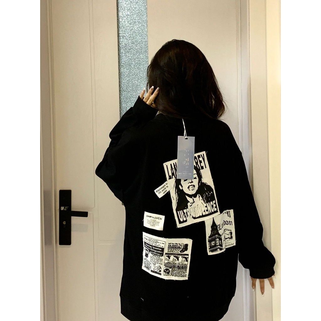 【ZHELIHANGFEI】Áo Thun Sweater Tay Dài Dáng Rộng Kiểu Mỹ Cá Tính