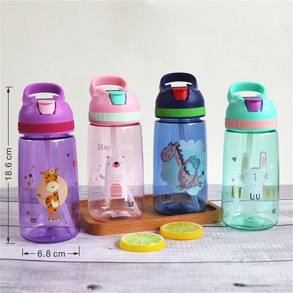 ✧WATTLE✧ Outdoor Straw Drinkware Travel Sports Water Bottle Portable Cute Cartoon Children 480ML Water Cup/Multicolor