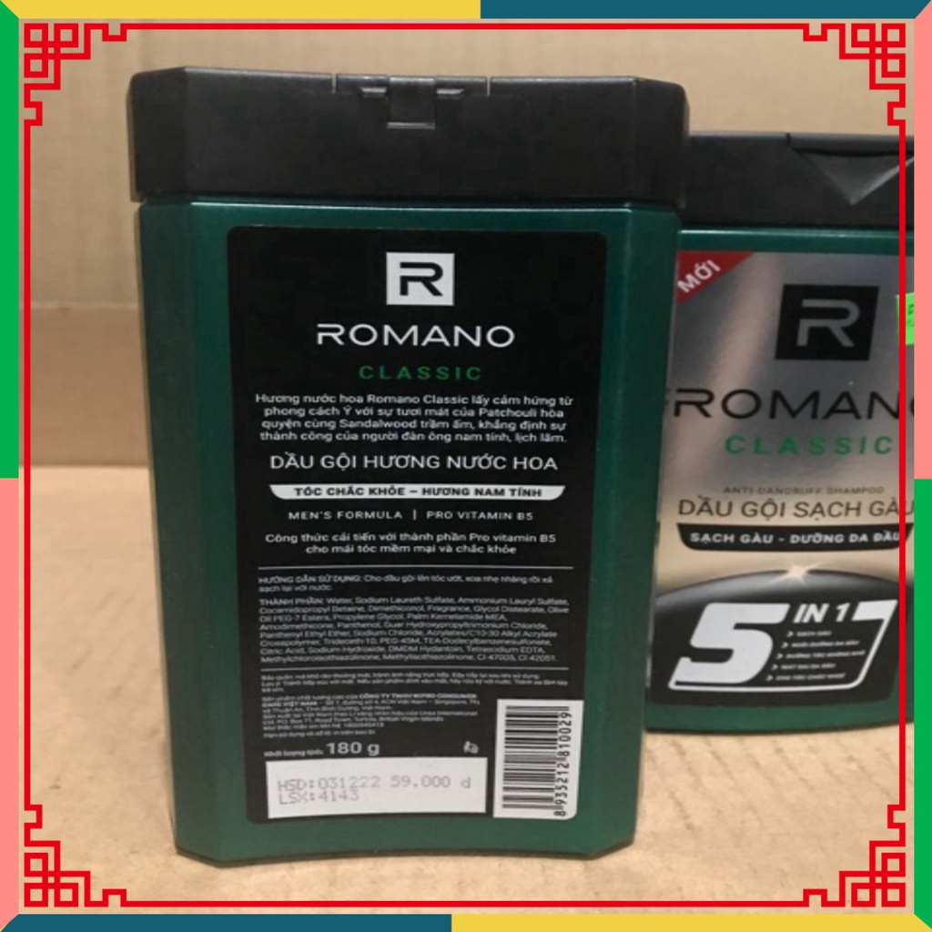 Dầu gội Romano hương nước hoa tóc bền vững 180gr