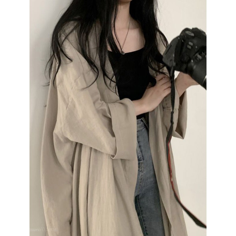 (Hình thật) Áo khoác form dài rộng basic y hình | BigBuy360 - bigbuy360.vn