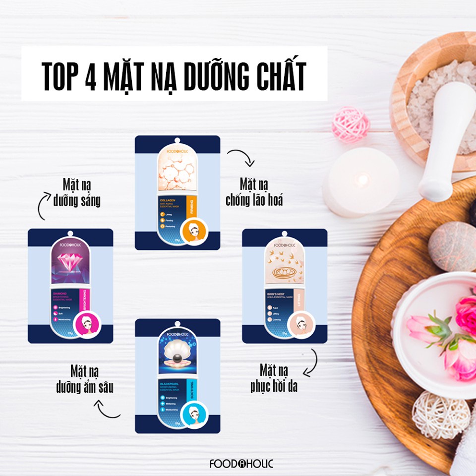 Măt Nạ Giấy Dưỡng Ẩm, Dưỡng Trắng Da Hàn Quốc Foodaholic 23g
