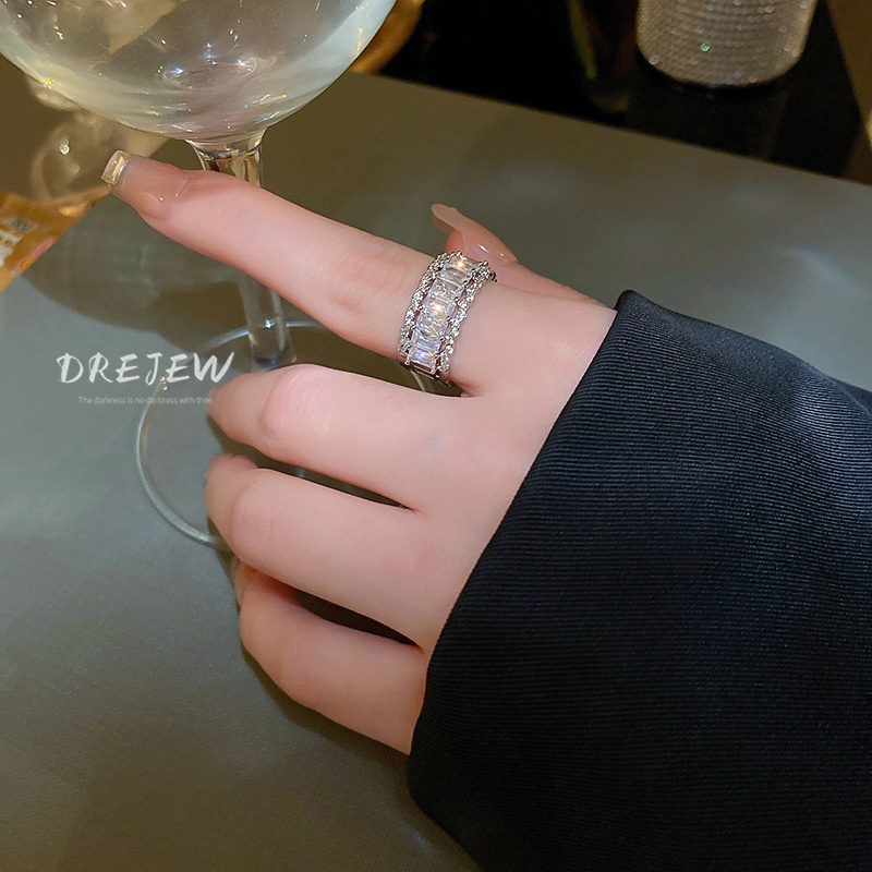 Nhẫn Hở Đính Đá Zircon Đơn Giản Sang Trọng Phong Cách Hàn Quốc
