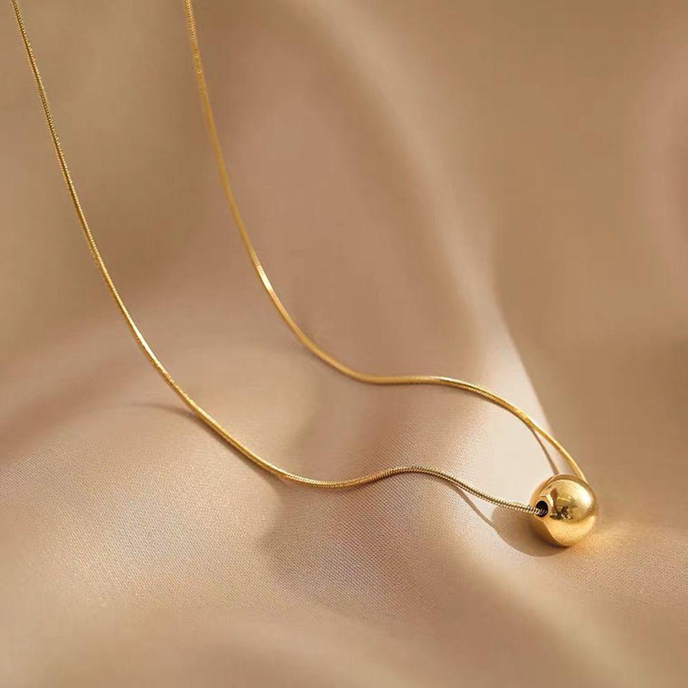 Vòng Cổ Mặt Dây Chuyền Bóng VANES1|Phụ Kiện Trang Sức Bằng Thép Titan Đơn Giản Thời Trang Cho Nữ