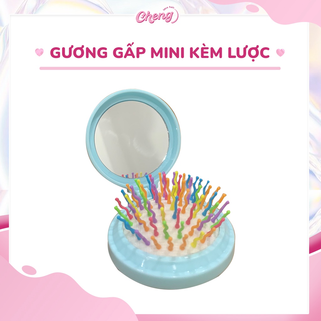 Gương Gấp Mini Kèm Lược Gỡ Rối Tóc Bỏ Túi | Chenglovehair, Chenglovehairs