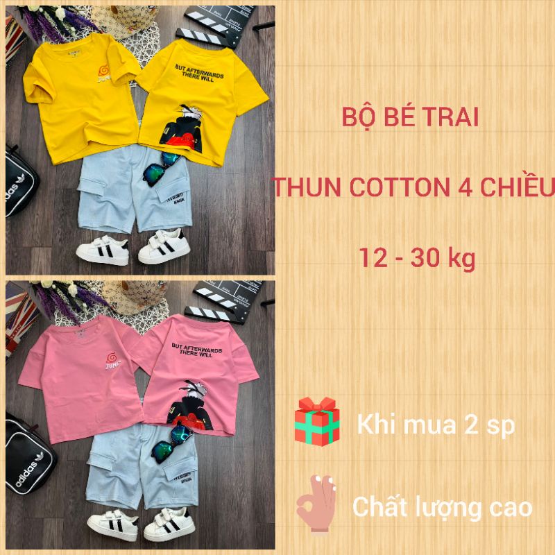Bộ thun hiphop lửng có túi bé trai cotton mềm mại và thoáng mát haivanco đi học đi chơi đều đẹp cho bé từ 12 đến 30 kg