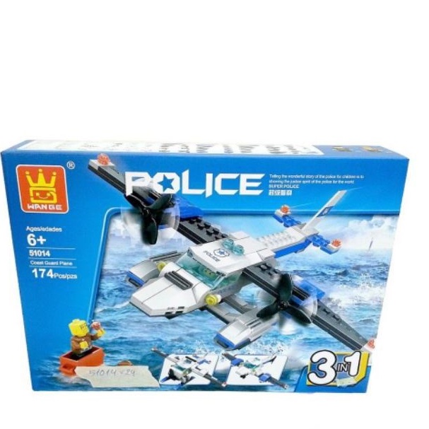 đồ chơi lego ráp máy bay police 174 miếng (3 trong1)