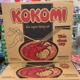 Thùng 30 gói Mì tôm Kokomi tôm chua cay (gói 65g)