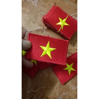 Patch vải sticker nhám dính cờ Việt nam, cờ đỏ sao vàng thêu full chỉ