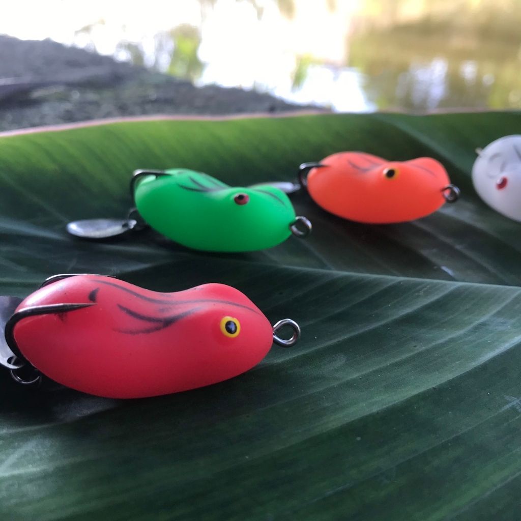 Mồi câu lure_mồi giả câu cá lóc, nhái hơi Super Frog, đầy đủ các màu xanh, trắng, vàng, đen, đỏ_Đồ Câu Lure