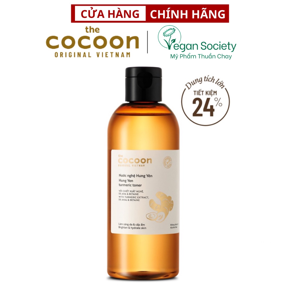 Bigsize - Nước nghệ Hưng Yên (toner) Cocoon làm sáng da &amp; cấp ẩm 310ml Tặng bông tẩy trang - Mỹ phẩm Thuần Chay
