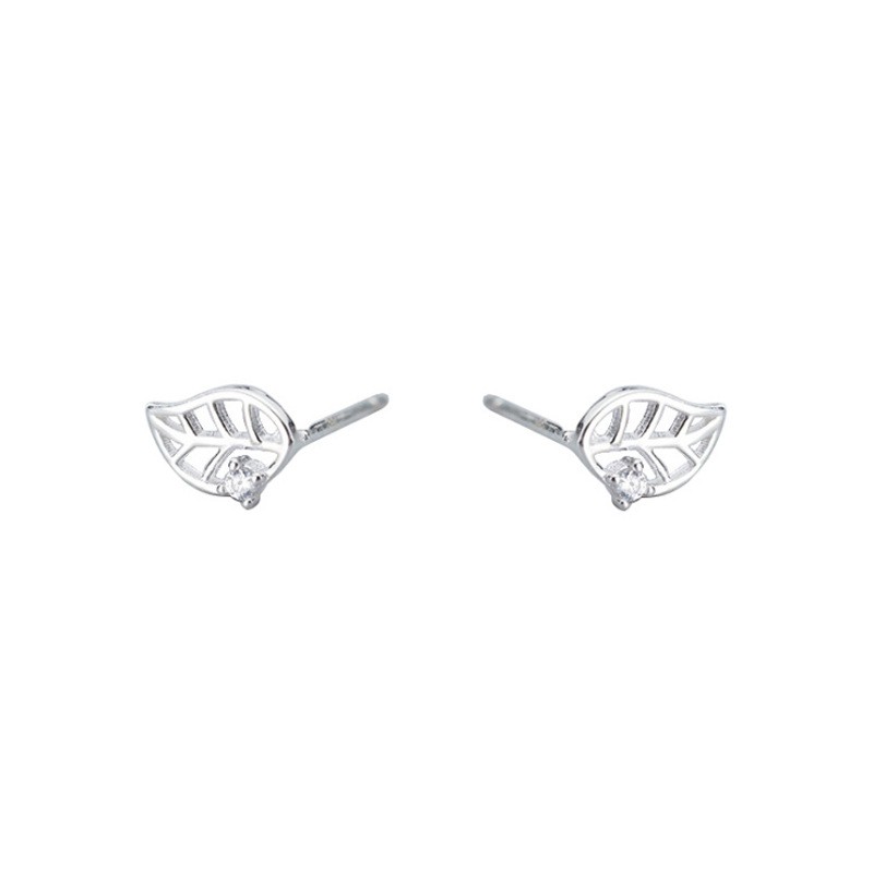 Bông Tai Mạ Bạc 925 Hình Chiếc Lá Đính Đá Phong Cách Hàn Quốc ANTA Jewelry - ATJ7003