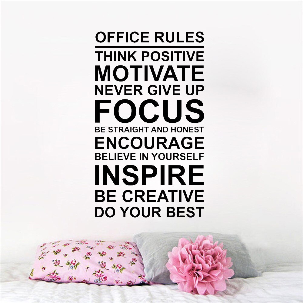 Decal dán tường tiếng anh trang trí văn phòng &quot;Office Rules&quot; (45 x 80 cm)