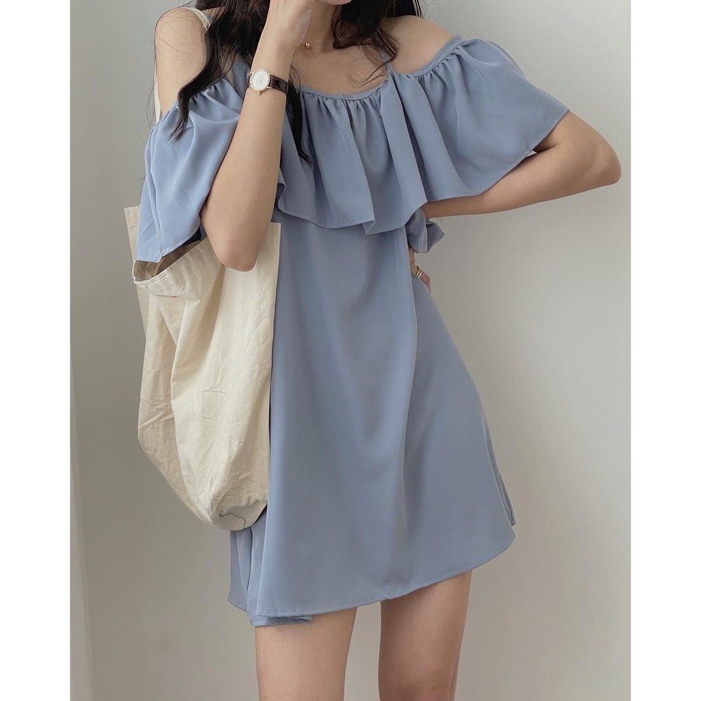 Đầm 2 Dây Trễ Vai Ngực Bèo Dáng Lỡ, Váy Nữ Chất Voan | BigBuy360 - bigbuy360.vn