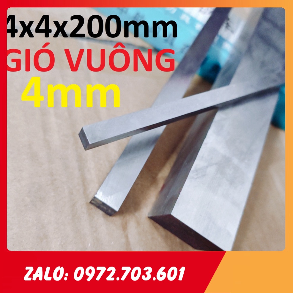 Thép gió vuông 4x4x200mm, hàng phổ thông, gió vuông 4mm