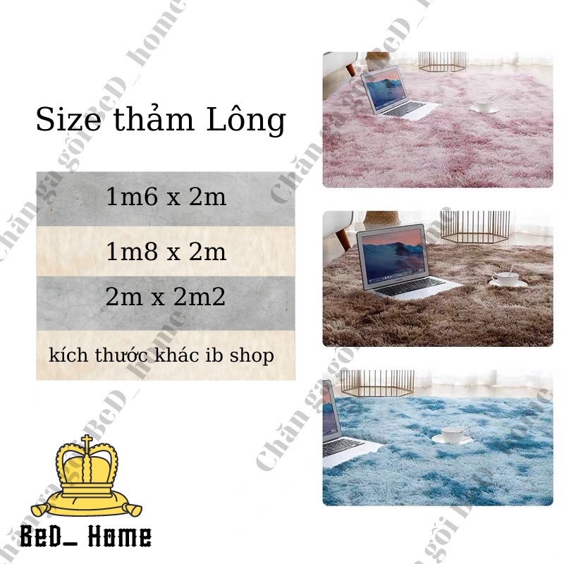 Thảm lông trải sàn BeD_home mềm mượt thảm màu loang decor trang trí phòng đủ size