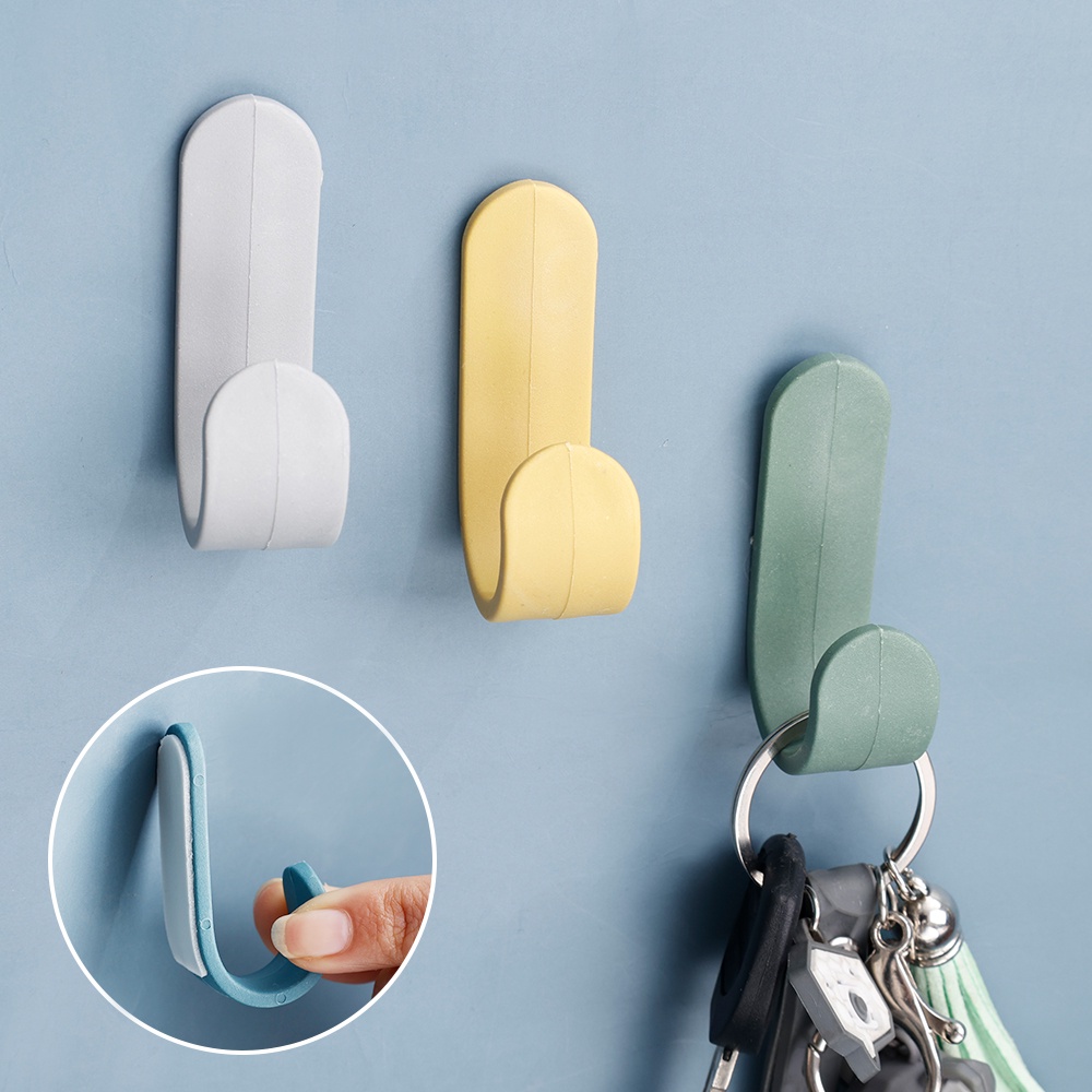 Set 4 Móc Treo Đồ Hình Chữ J Bằng Nhựa Không Đục Lỗ Màu Sắc Ngẫu Nhiên