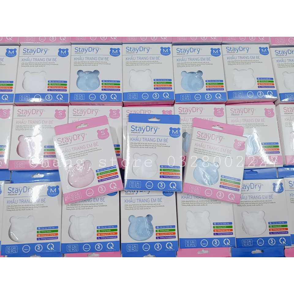 Hộp 10 cái Khẩu trang kháng khuẩn cho bé Staydry