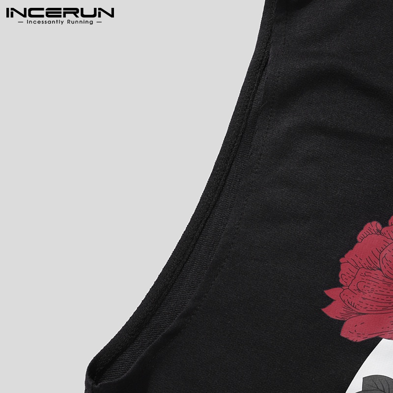 Áo croptop Incerun sát nách in họa tiết phong cách cổ điển thời trang mùa hè cá tính cho nam