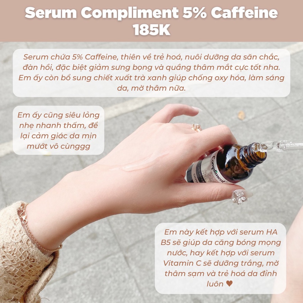 Serum Compliment 5% Caffeine giúp săn chắc, tái tạo và trẻ hóa da - 27ml