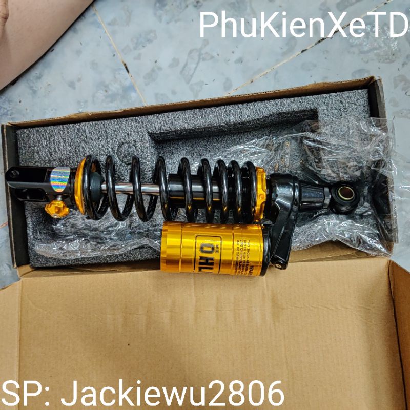 Phuộc Ohlins 1 cây lò xo đen bình vàng gắn Vario Click SHmode Lead Vision