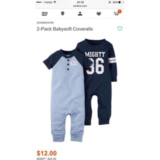 (a0060) Bé sơ sinh . Set 2 body bé trai Carter, hàng Cambo xuất xịn, nguyên túi