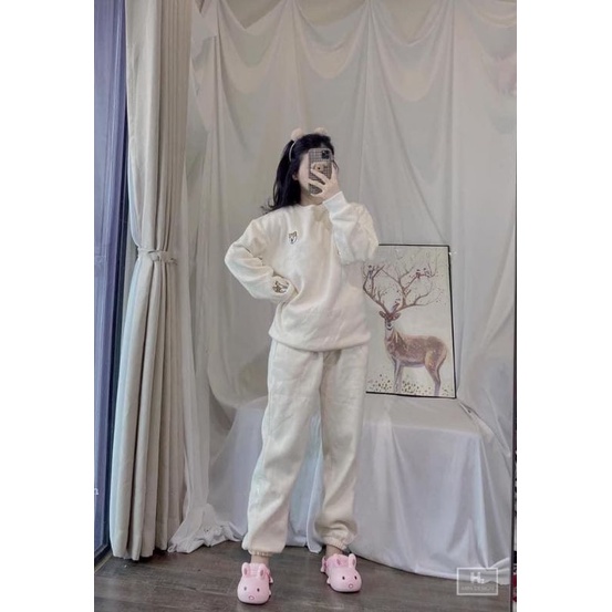 Bộ nỉ bông cún thêu chữ