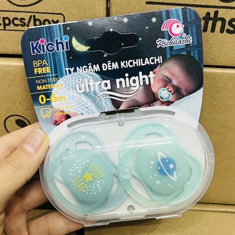 Ti giả Kichi Ultra Air chỉnh nha, thông khí, đầu dẹt siêu mềm cho bé [Hàng chính hãng]