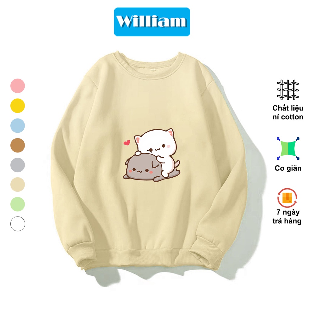 Áo sweater nam nữ hình Mèo dễ thương chất nỉ bông dày dặn, in Pet cao cấp William - DS224
