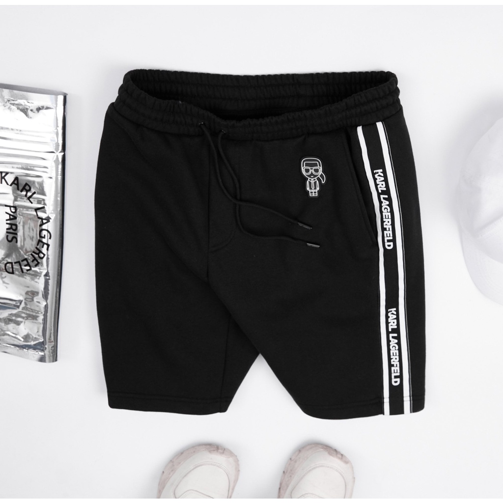 Quần short Karl Lagerfeld thể thao thun co giãn phối logo bên hông
