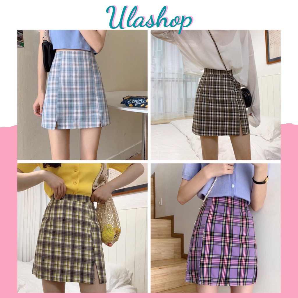 UV004-CHÂN VÁY CARO ULZZANG 4 MÀU (CÓ ẢNH THẬT)