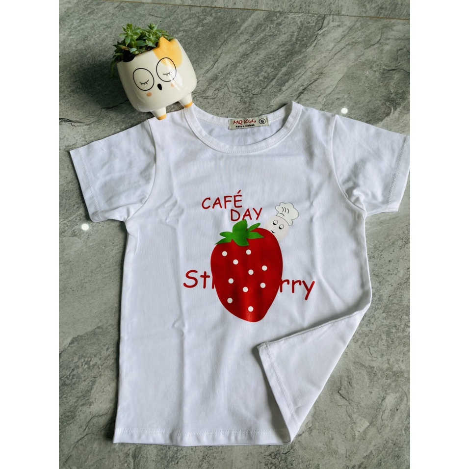 Áo thun bé gái hình trái cây dễ thương, chất cotton 4c thấm hút mồ hôi.Có ảnh thật. Familystore