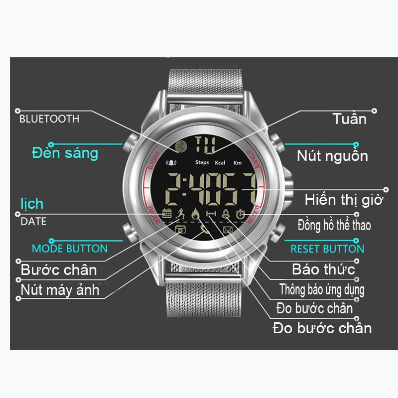 Đồng hồ thể thao thông minh sang chảnh pin 12 tháng DK18