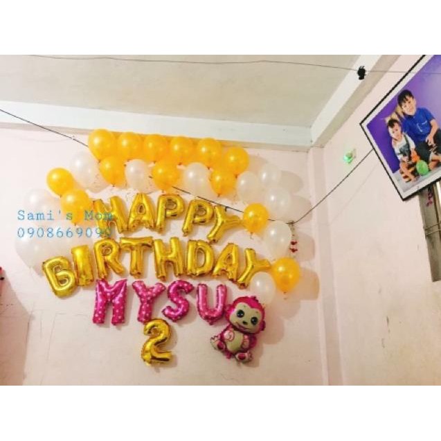 Bóng nhũ Bóng chữ HAPPY BIRTHDAY  trang trí sinh nhật