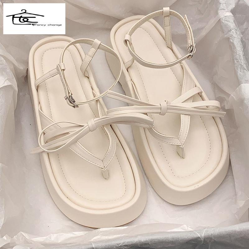 Giày Sandal Cao Gót Đế Dày Màu Đen Phong Cách Roman Thời Trang Mùa Hè 2022